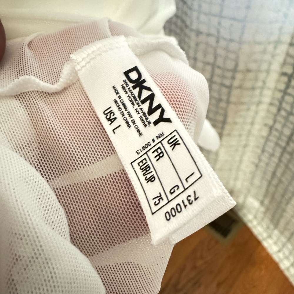DKNY Sheer White Mesh Stretch Babydoll